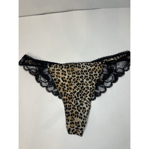NOS Victorias Secret Leopard Lace Pearl Thong - Picture 1 of 3